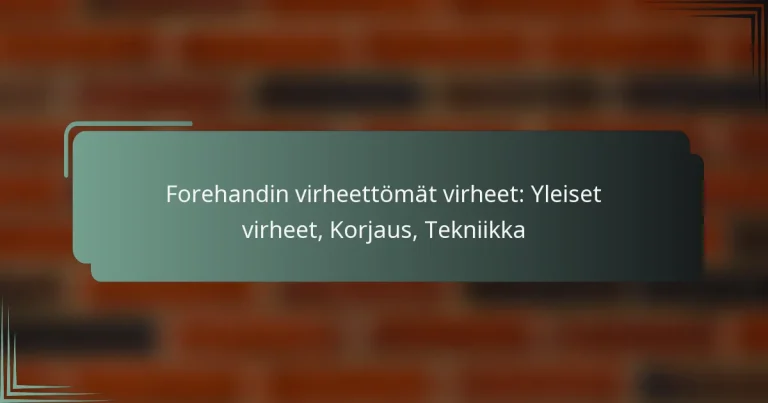 Forehandin virheettömät virheet: Yleiset virheet, Korjaus, Tekniikka