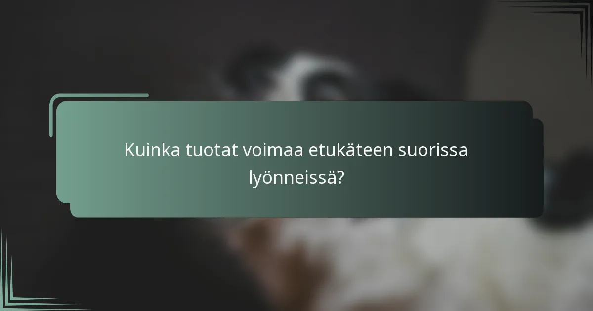 Kuinka tuotat voimaa etukäteen suorissa lyönneissä?